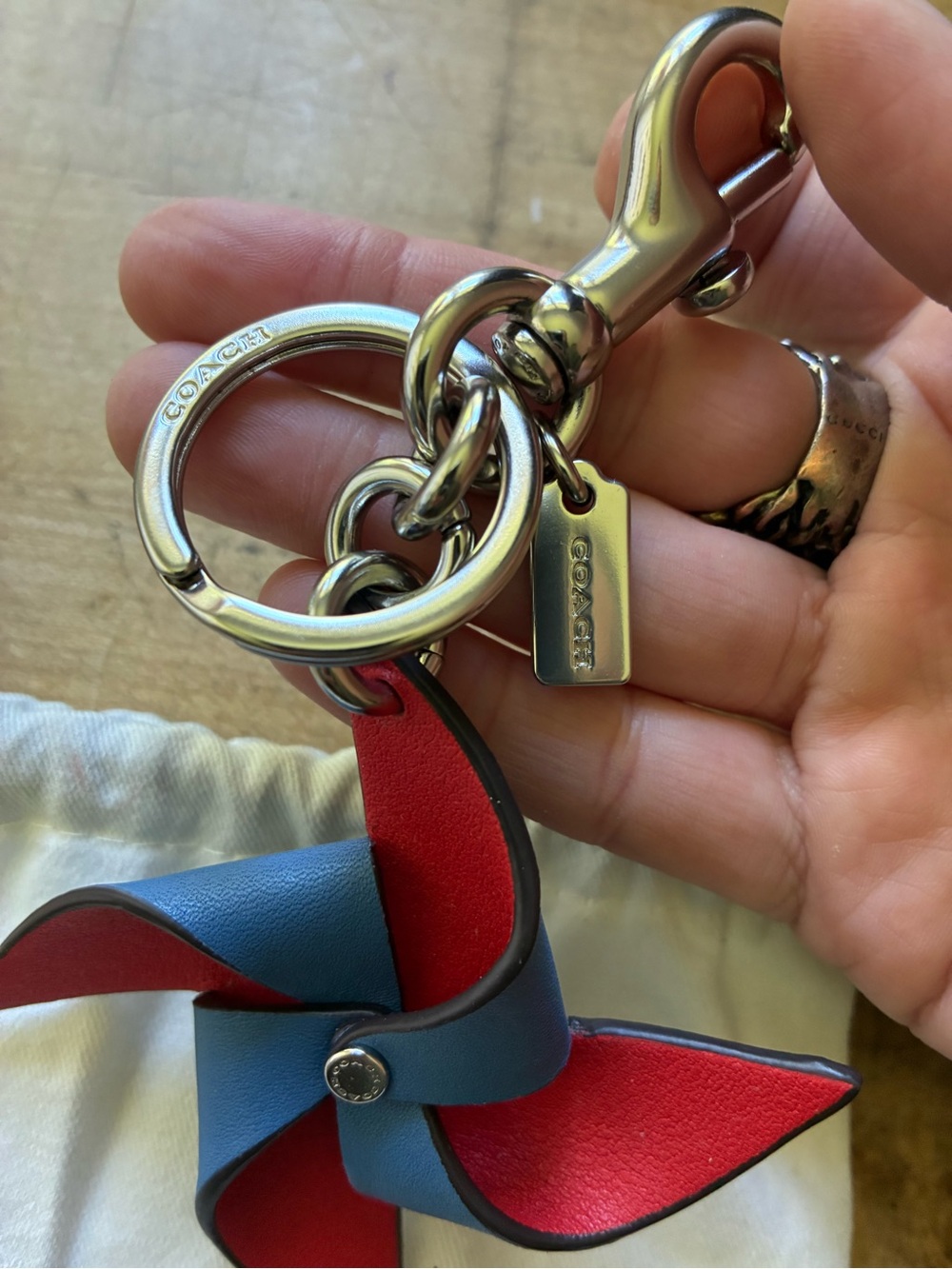 NWT Coach Pinwheel Bag Charm w Canvas Dust Bag! - Picture 2 of 5